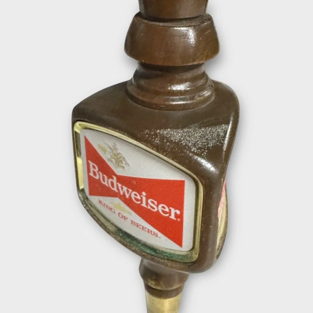 Vintage Budweiser Beer Tap Handle Golf Ball Top Wood Brass Bar Pub 13